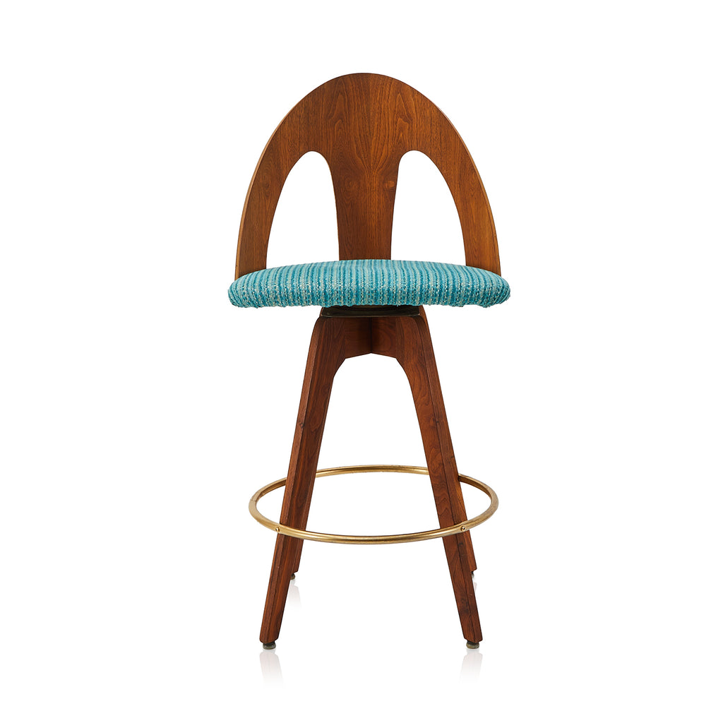 Walnut Arch Barstool Aqua