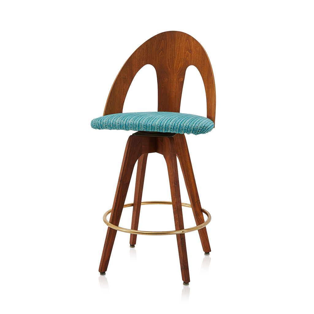 Walnut Arch Barstool Aqua