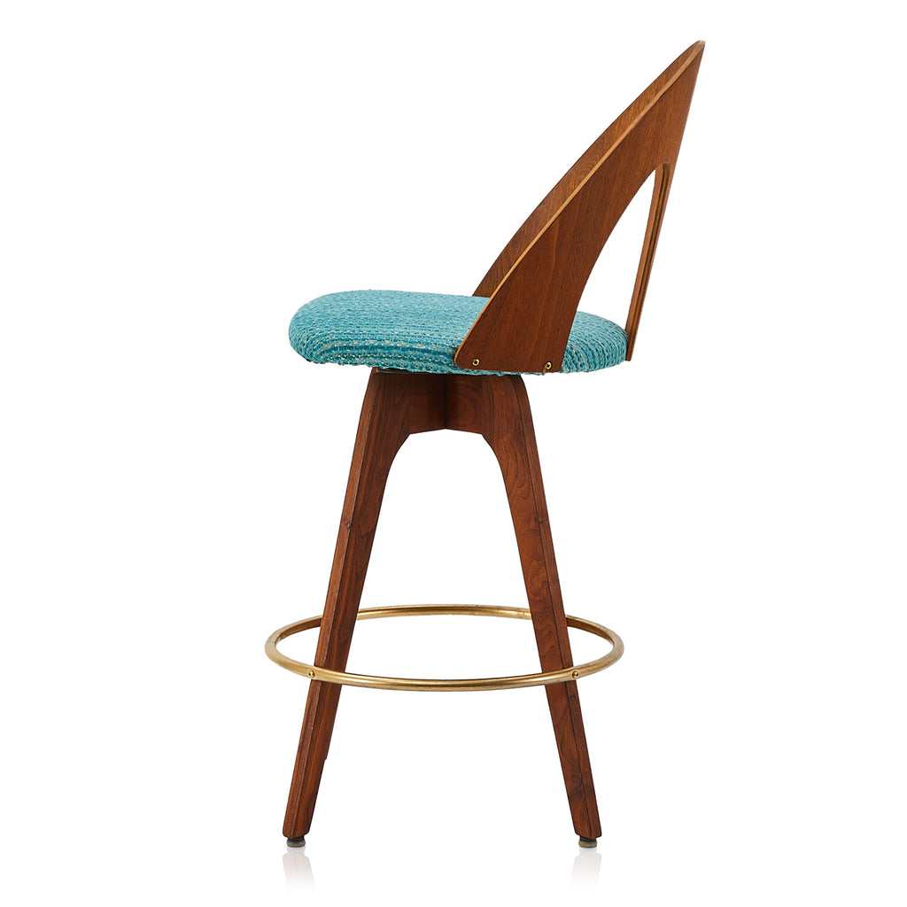 Walnut Arch Barstool Aqua