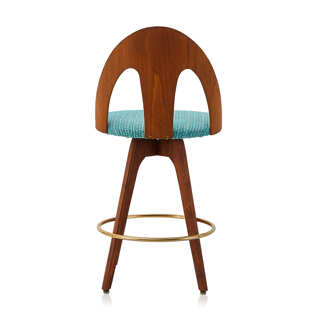 Walnut Arch Barstool Aqua
