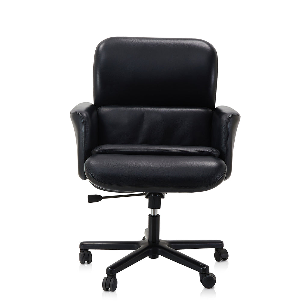 Black Plush Rolling Office Chair