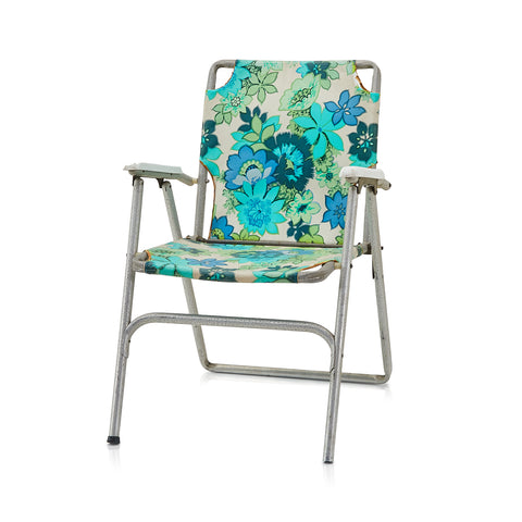 Blue & Green Floral Folding Aluminum Lawn Chair