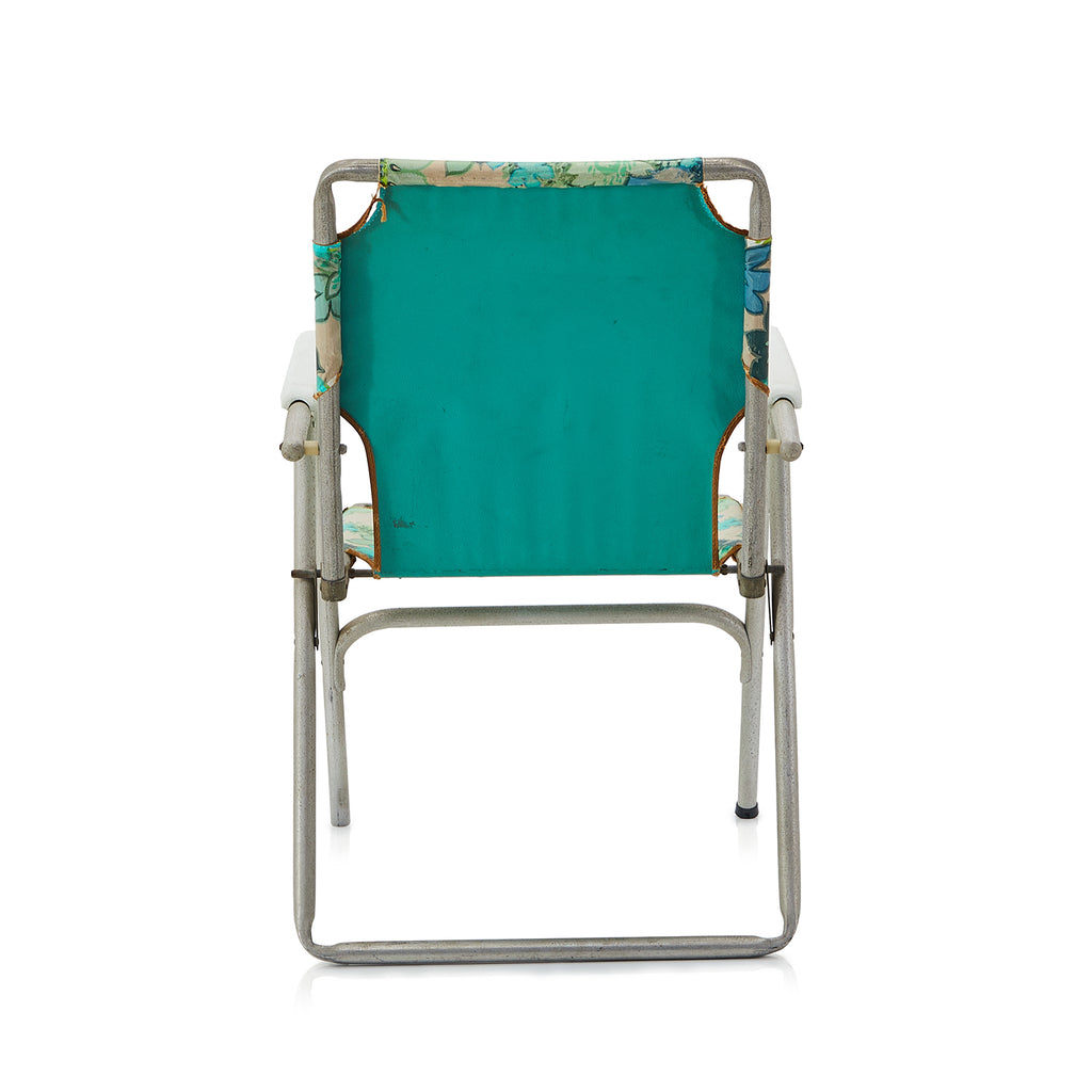 Blue & Green Floral Folding Aluminum Lawn Chair