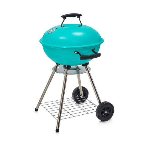 Turquoise Metal Grill with Wheels