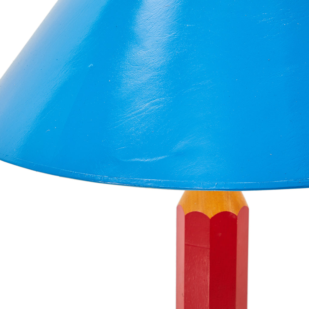 Red Pencil & Blue Shade Table Lamp