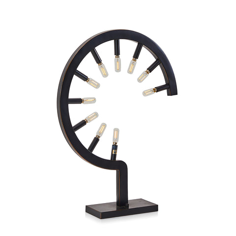 Black Round Spoke Table Lamp