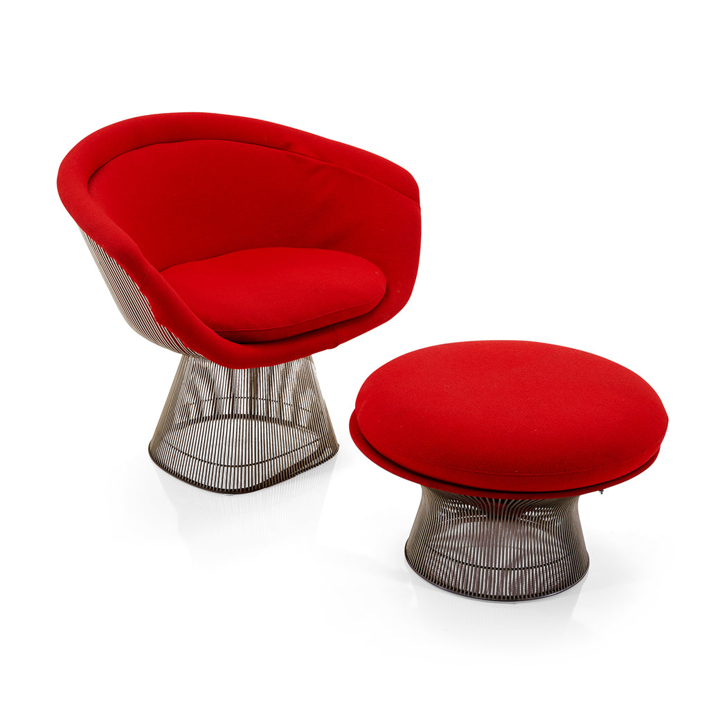 Red Platner Easy Ottoman