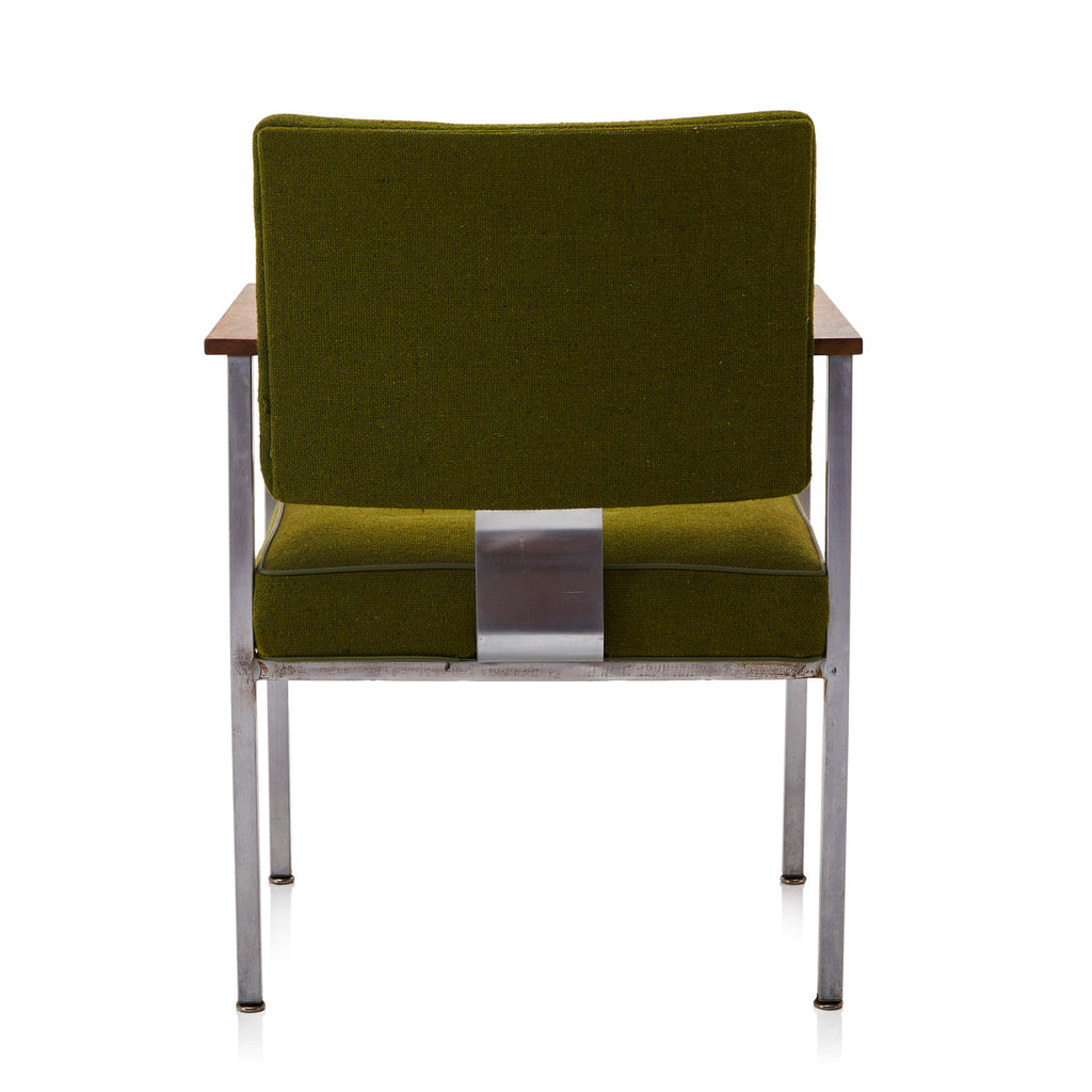 Green Vintage Office Side Chair w Wood Armrests