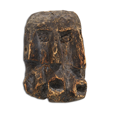 Wood Carved Three Faced Primitive Mask