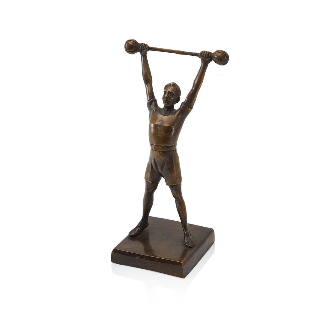 Bronze Vintage Weight Lifting Trophy Statue (A+D)