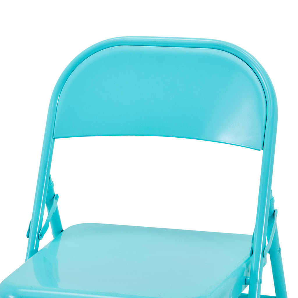 Turquoise Metal Folding Chair