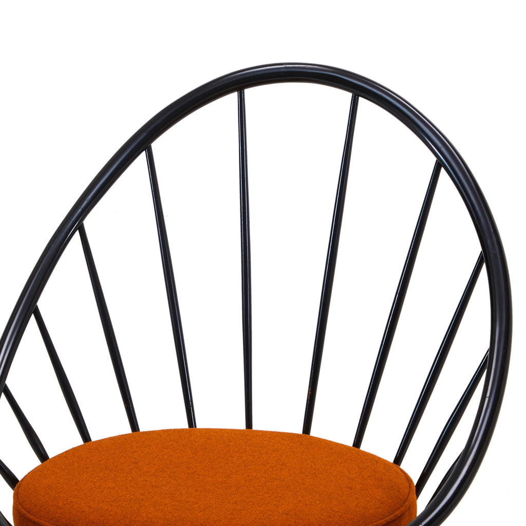 Black & Orange Round Spindle Back Lounge Chair