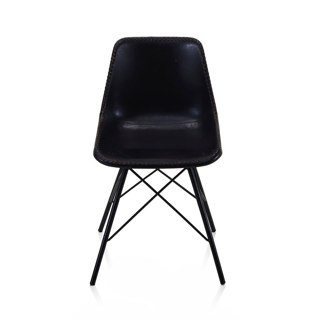 Black Saddle Leather Dining Chair