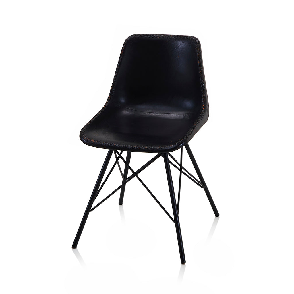 Black Saddle Leather Dining Chair