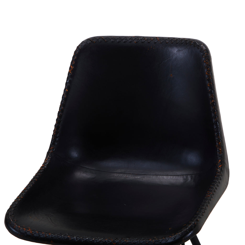 Black Saddle Leather Dining Chair
