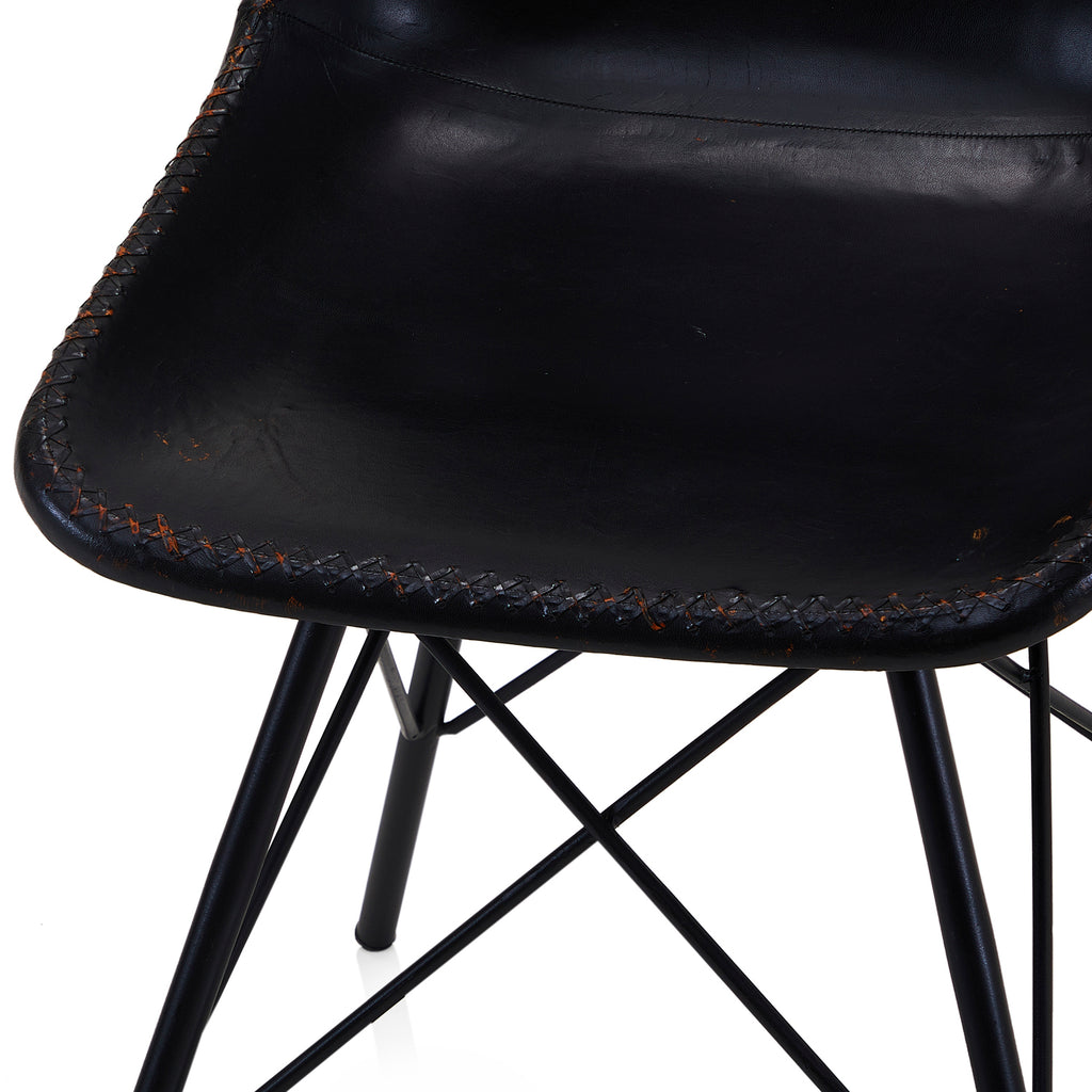 Black Saddle Leather Dining Chair