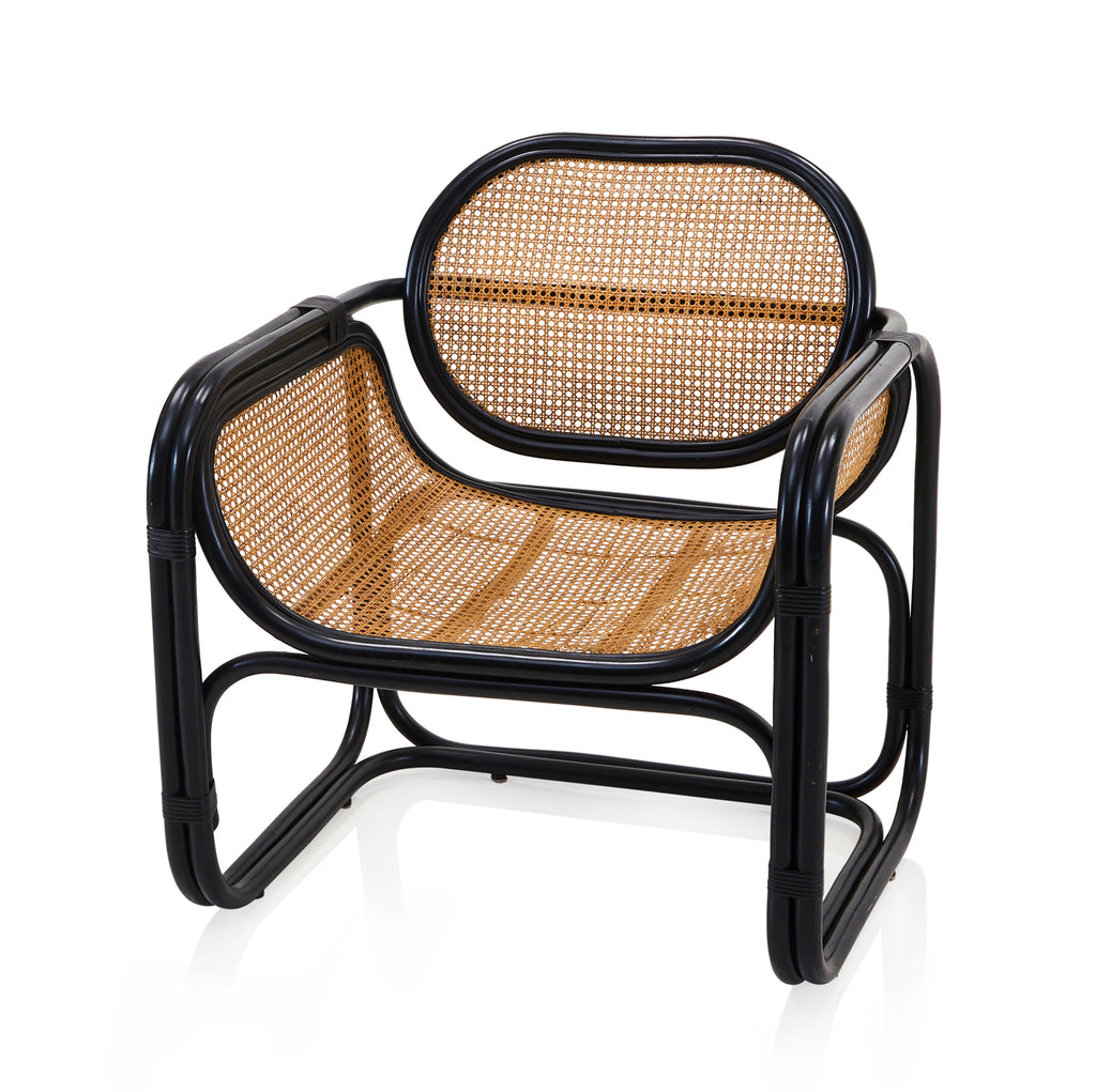 Black Rattan & Wicker Arm Chair