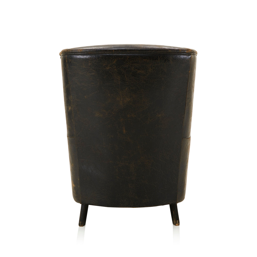 Black Crackle Leather Wingback Chair