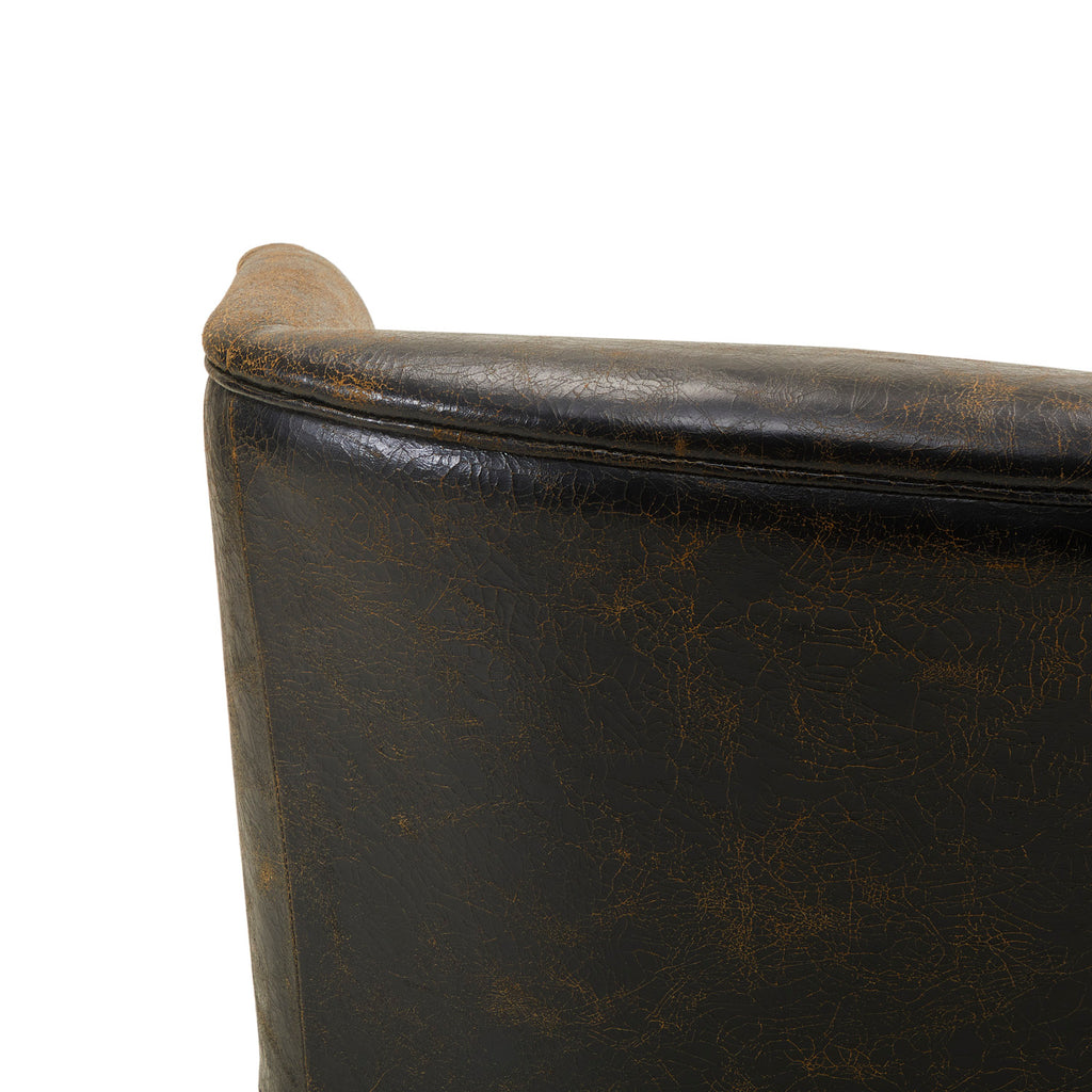 Black Crackle Leather Wingback Chair