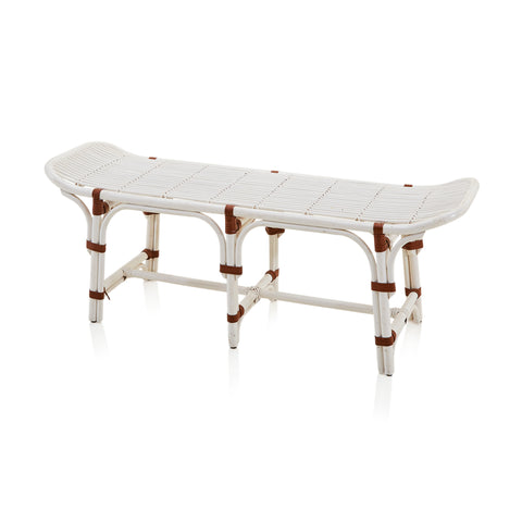 White & Brown Bamboo Bench