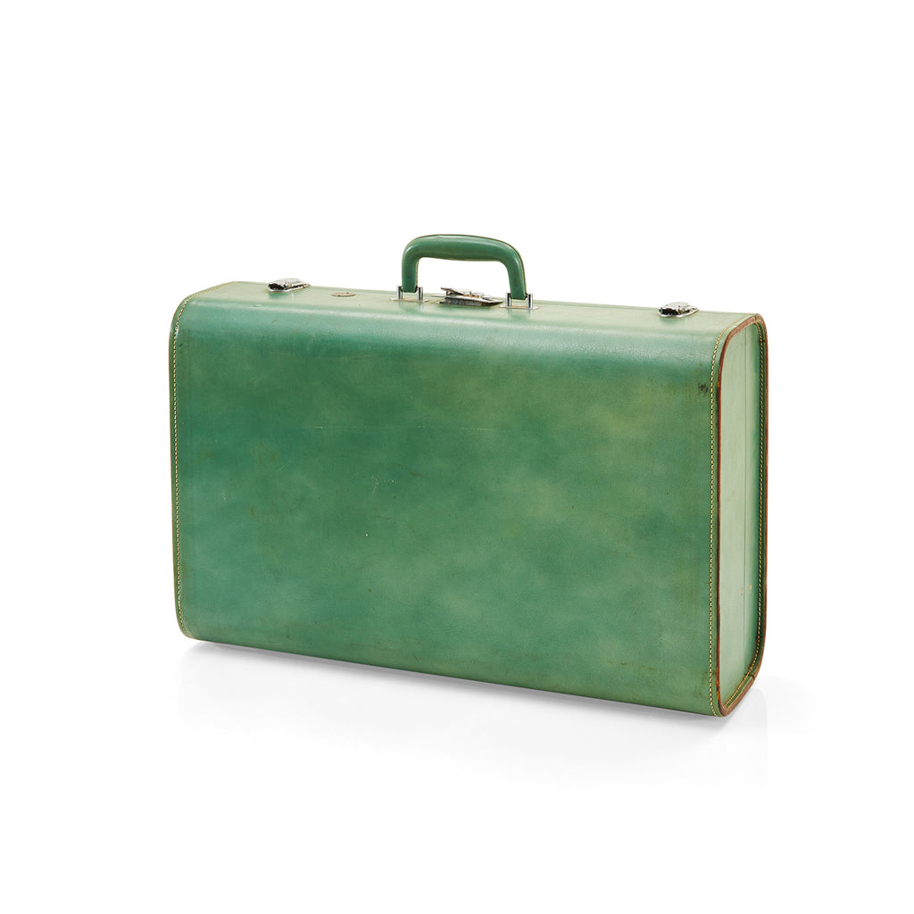 Green Hard Shell Leather Suitcase Medium