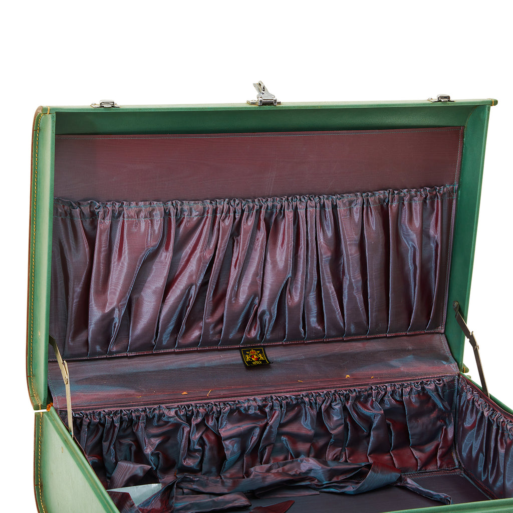 Green Hard Shell Leather Suitcase Medium