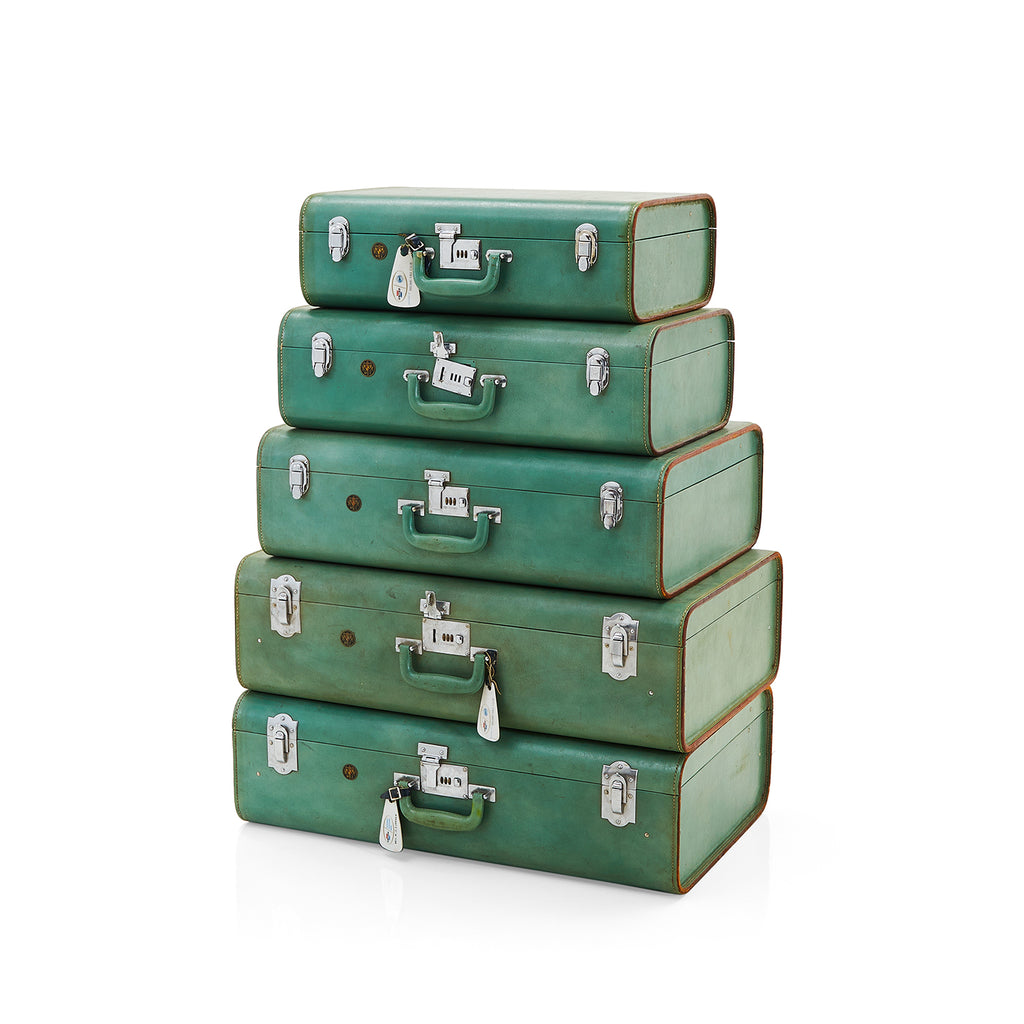 Green Large Leather Suitcase