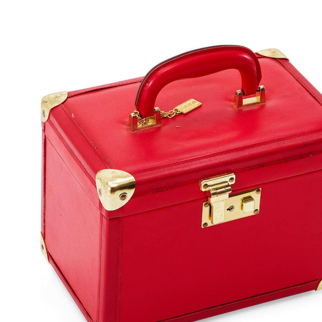 Small Red Leather Cosmetics Case