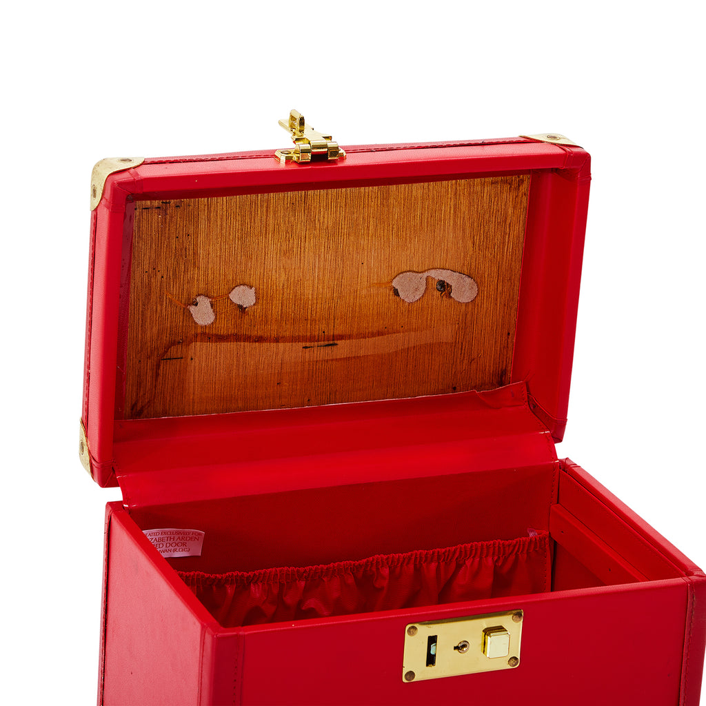 Small Red Leather Cosmetics Case