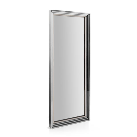 Silver Stepped Frame Mirror with LED Light Border