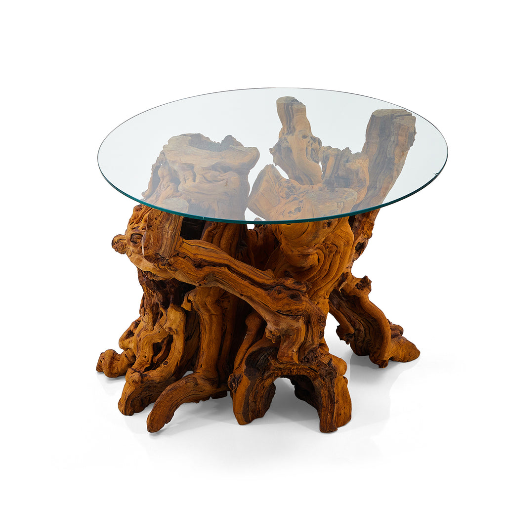 Small Driftwood and Glass Top Coffee Table