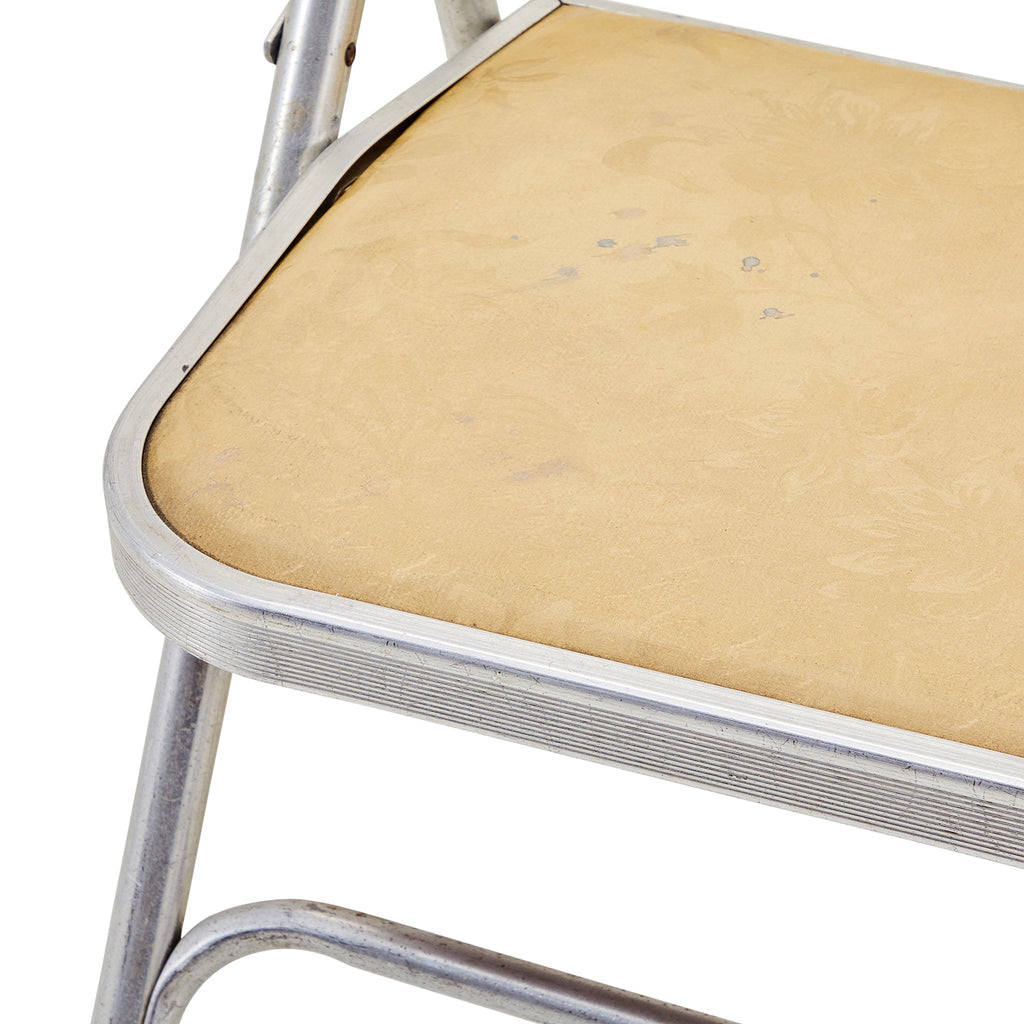 Silver & Tan Ornate Folding Chair