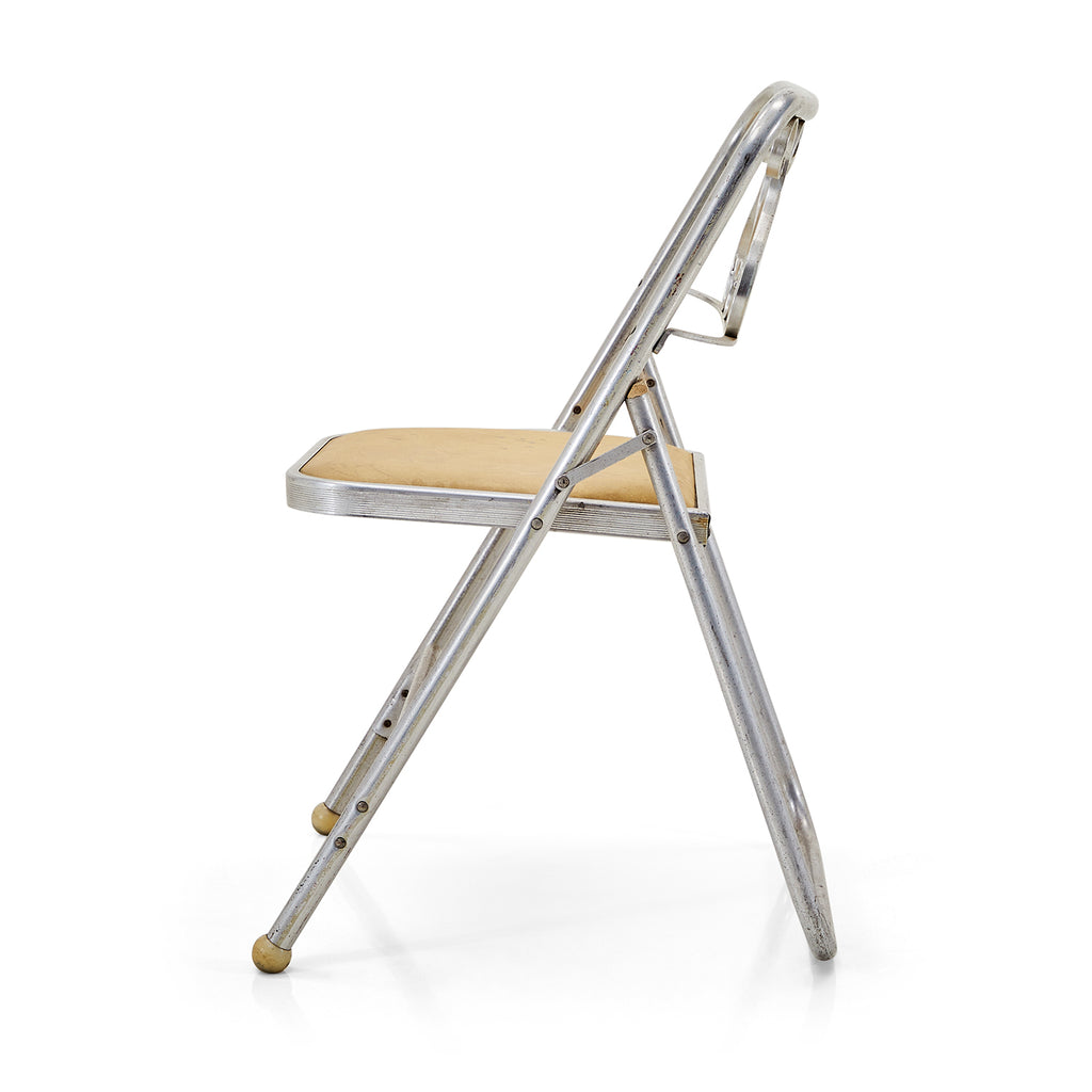 Silver & Tan Ornate Folding Chair