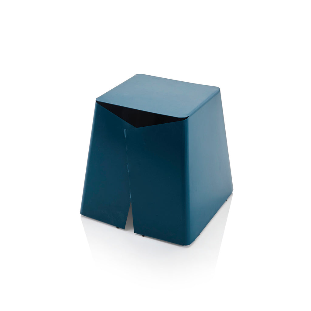 Teal Blue Solid Metal Stool