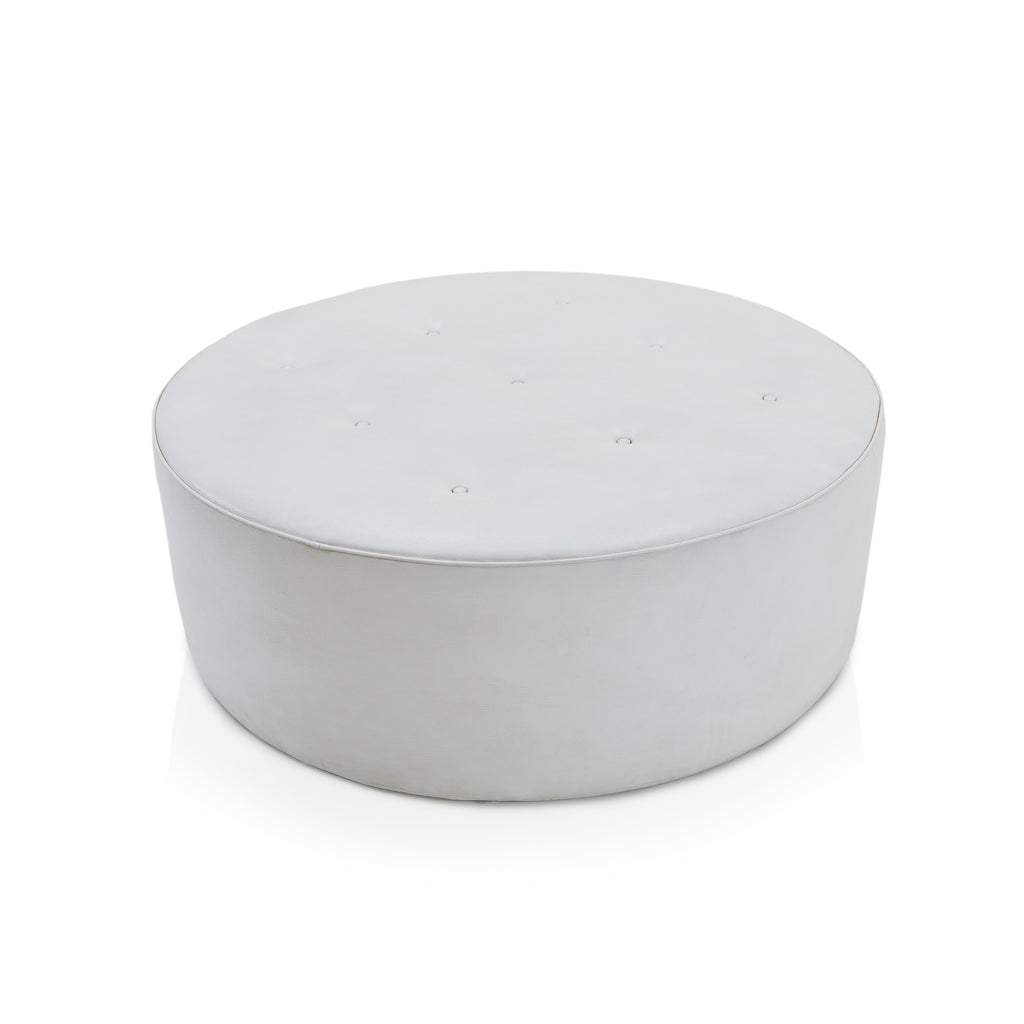 Large Round White 9 Button Ottoman