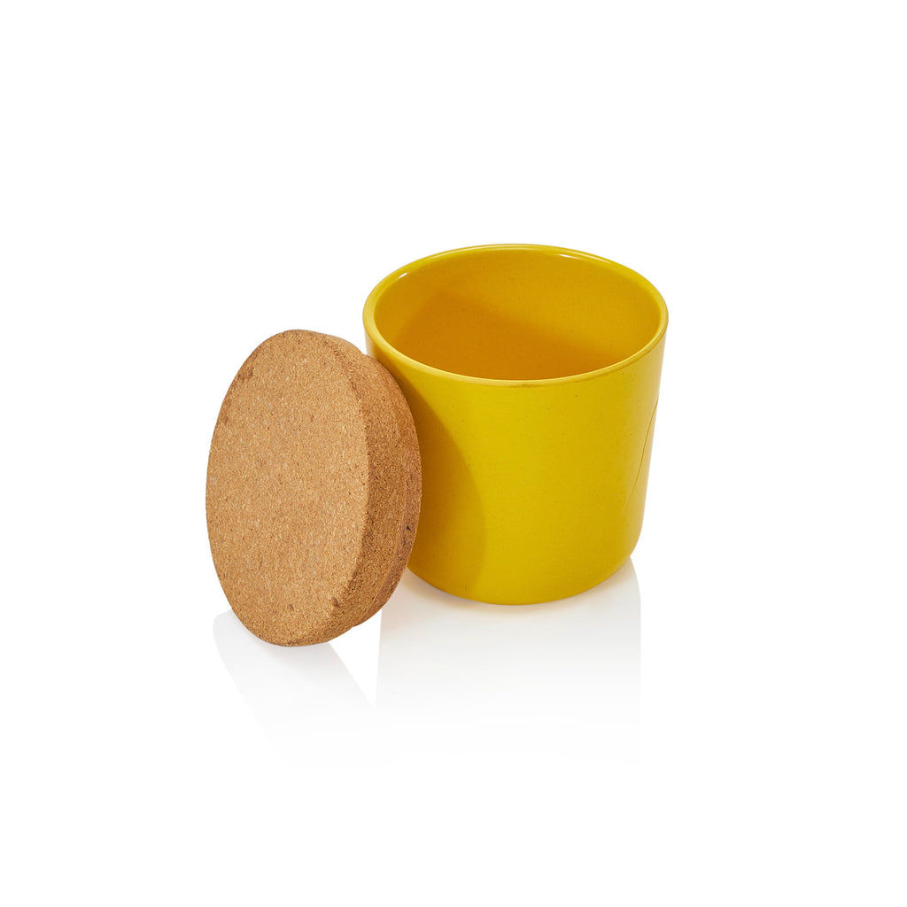 Yellow Plastic Pot with Cork Lid Small (A+D)