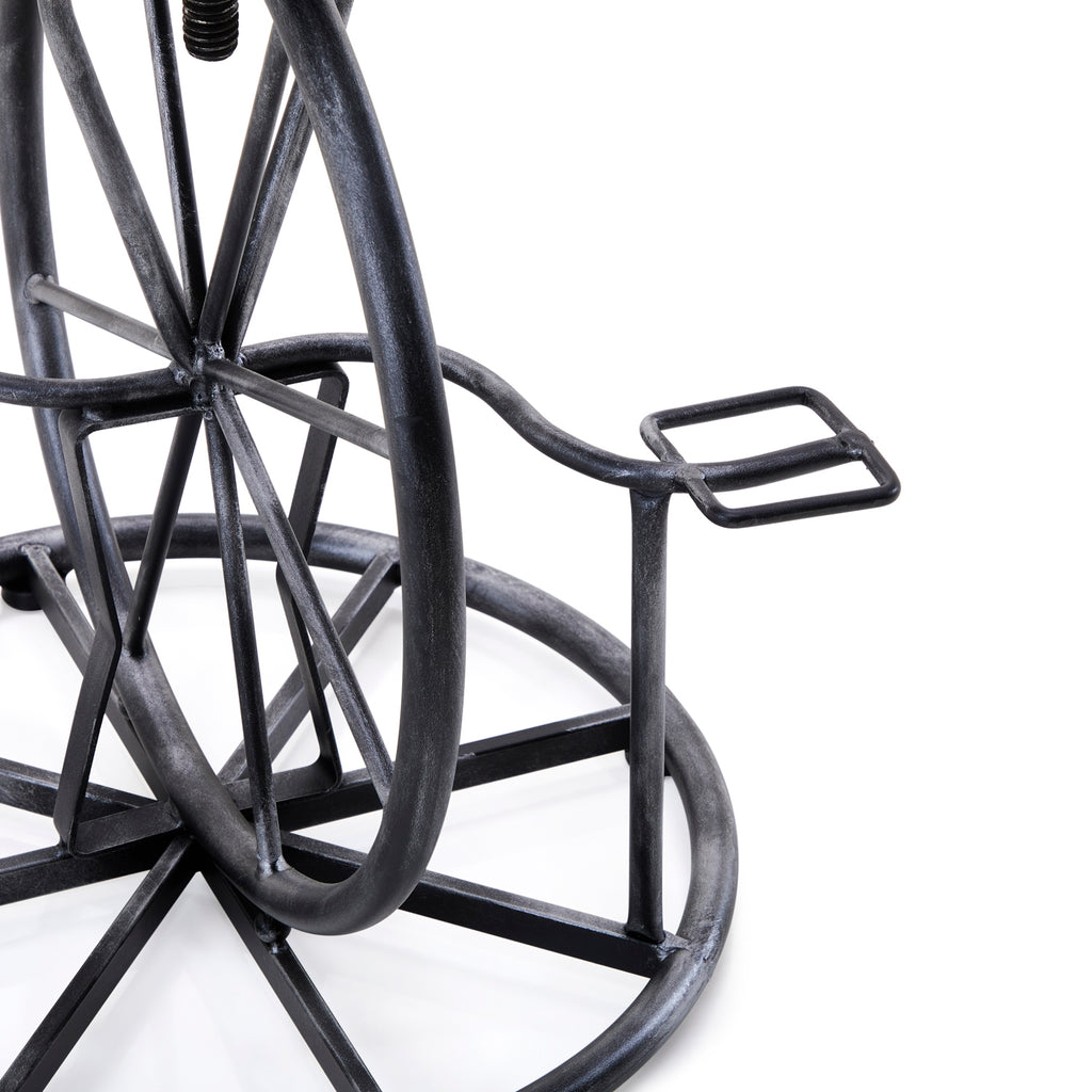 Brown Leather & Grey Metal Steampunk Stool