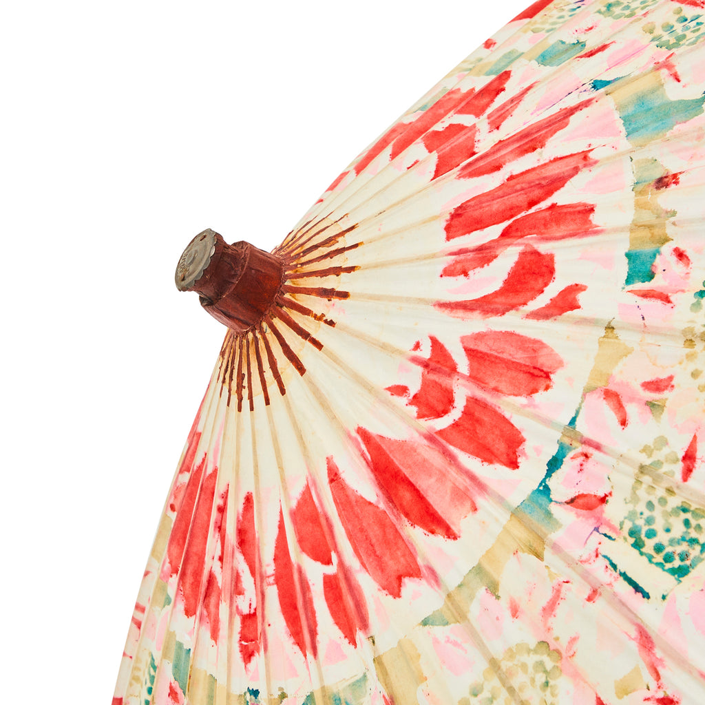 Red & White Asian Floral Parasol (A+D)