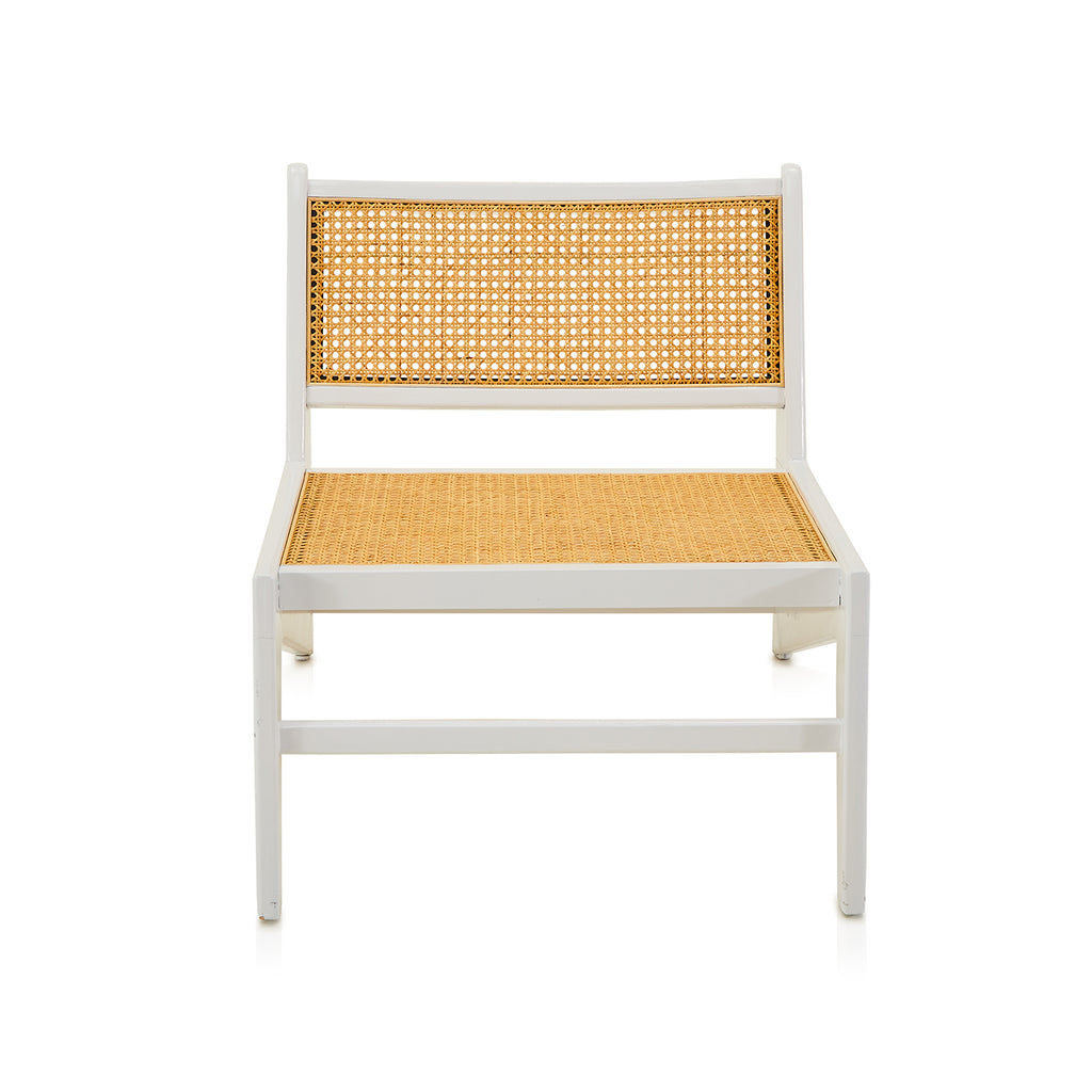 White & Cane Kangaroo Low Slanted Modern Lounge Chair
