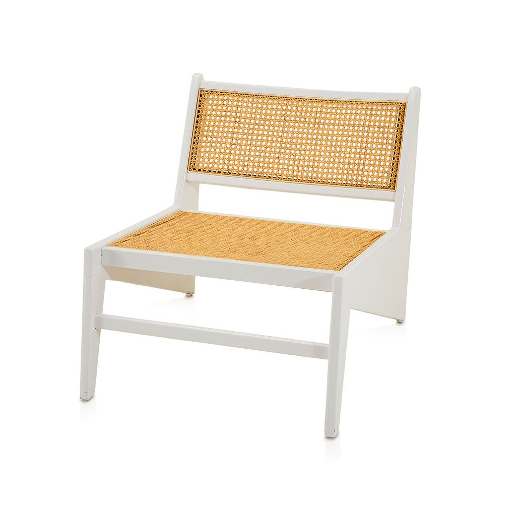 White & Cane Kangaroo Low Slanted Modern Lounge Chair