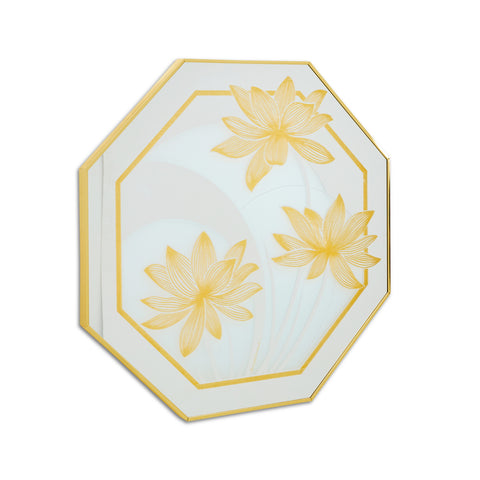 Yellow Octagon Floral Mirror