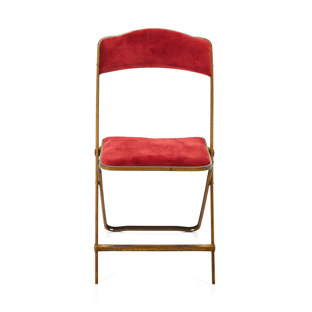 Red Velvet & Brass Folding Chair
