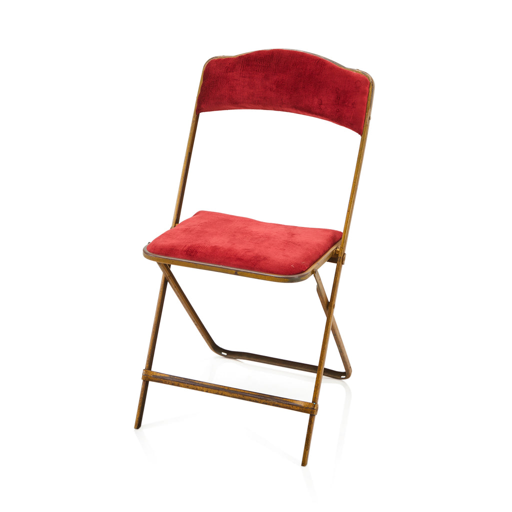 Red Velvet & Brass Folding Chair
