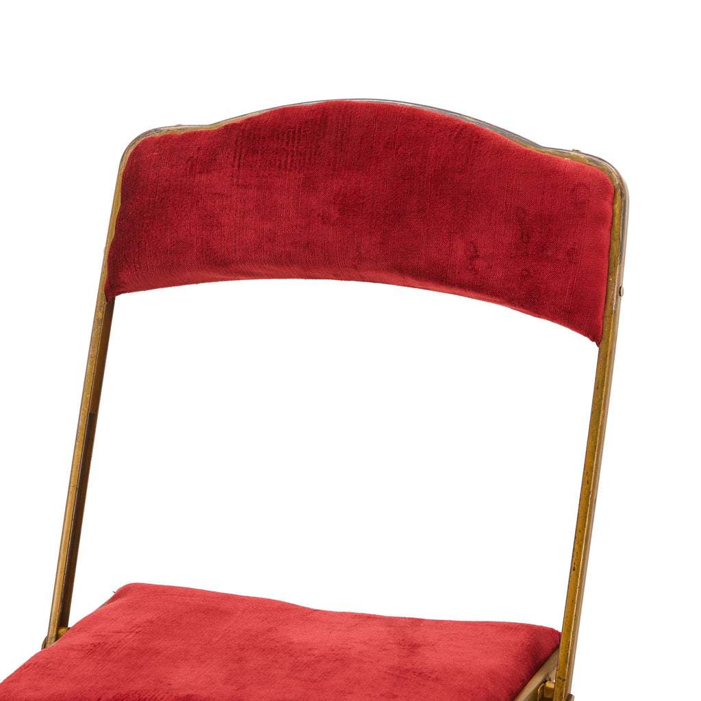Red Velvet & Brass Folding Chair