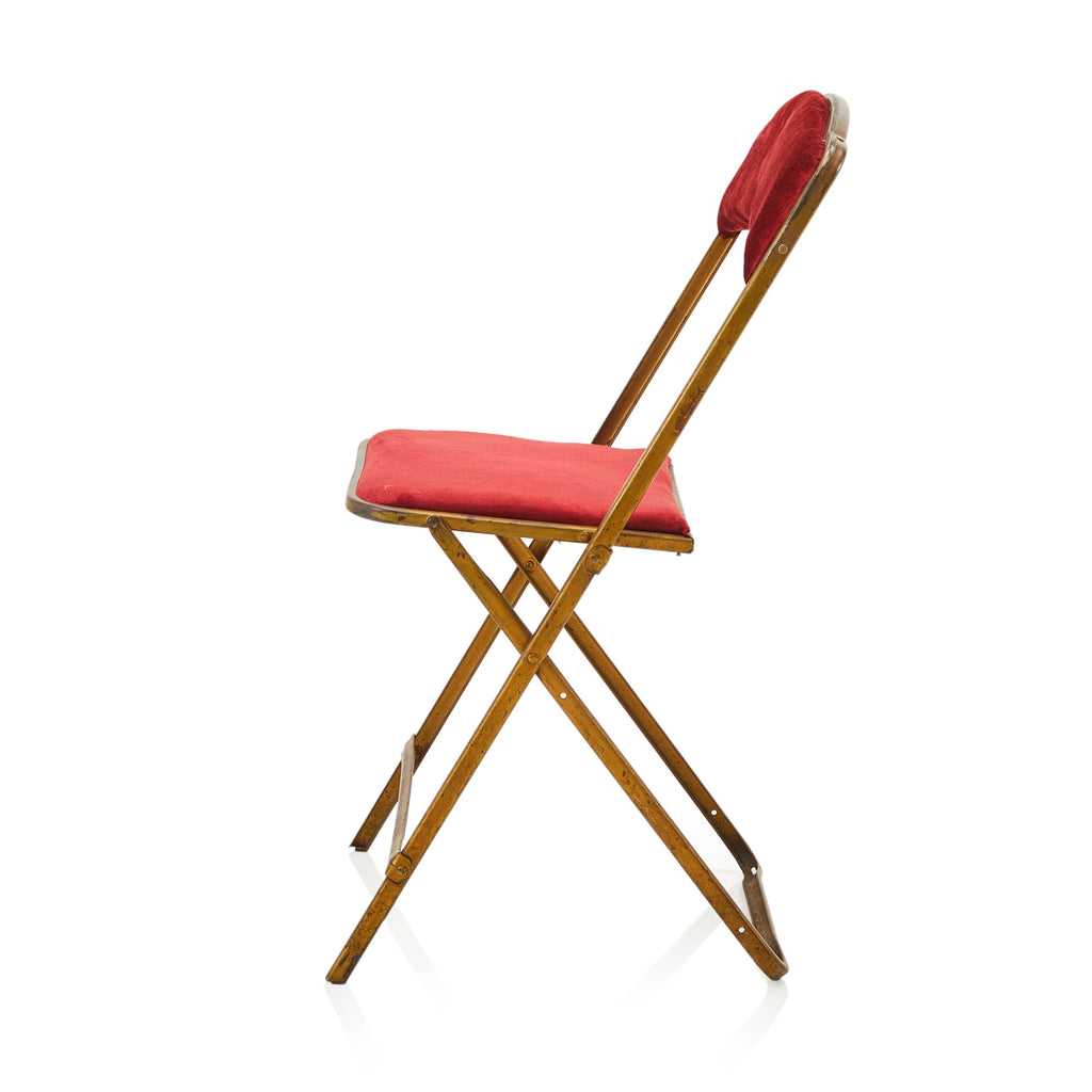 Red Velvet & Brass Folding Chair