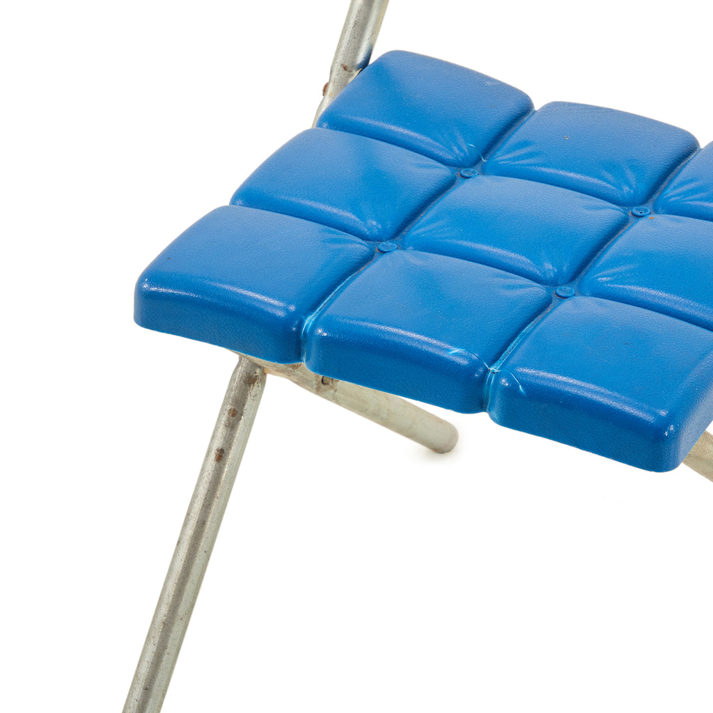 Blue & Aluminum Kids Size Folding Chair