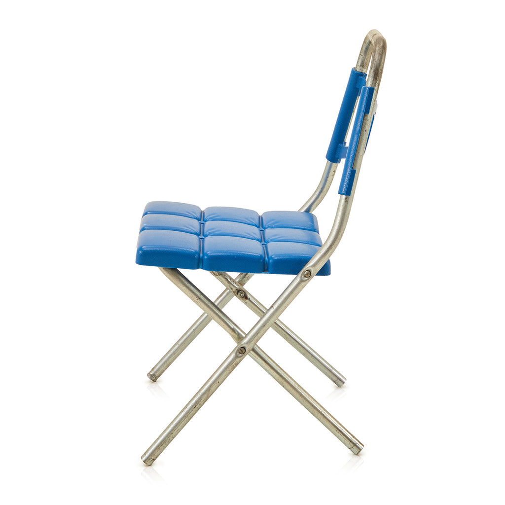 Blue & Aluminum Kids Size Folding Chair