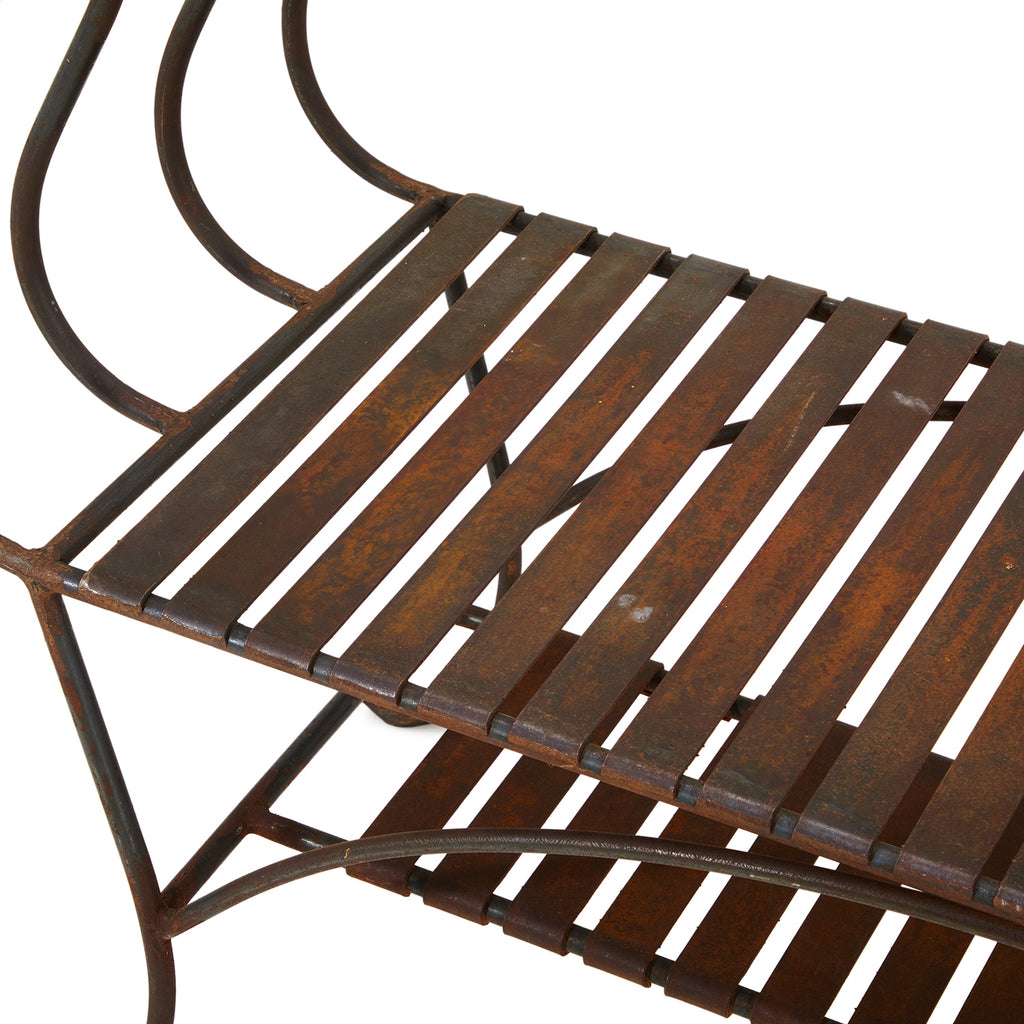 Black Iron Scroll Arm Bench