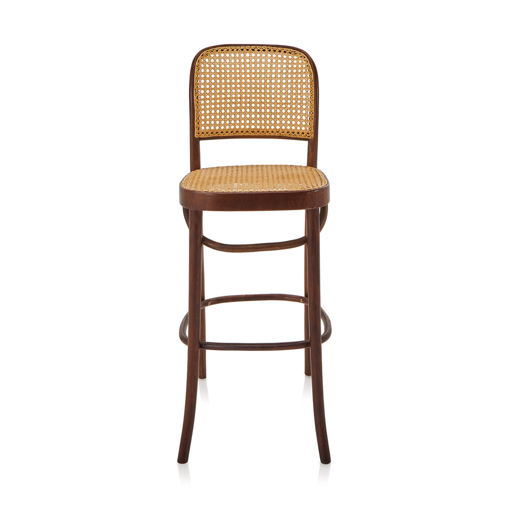 Wood & Cane Back Barstool