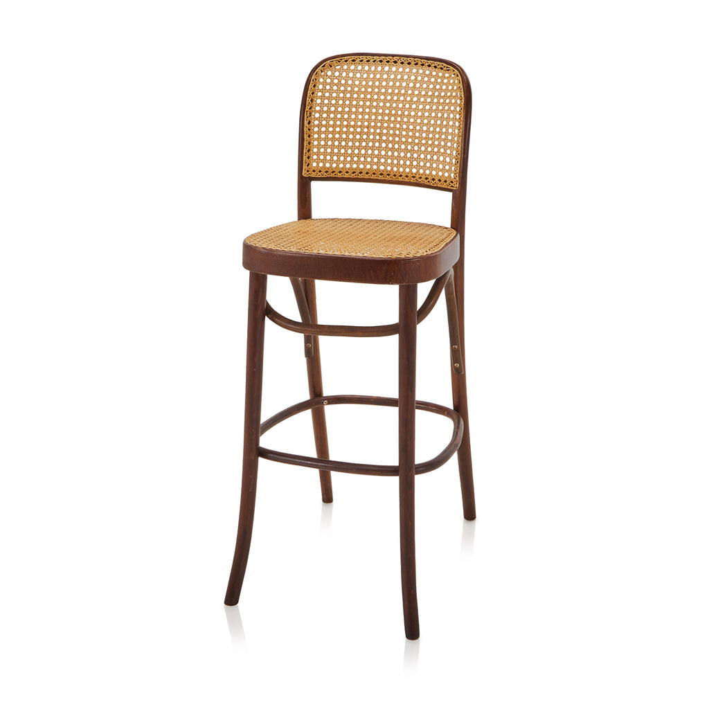 Wood & Cane Back Barstool
